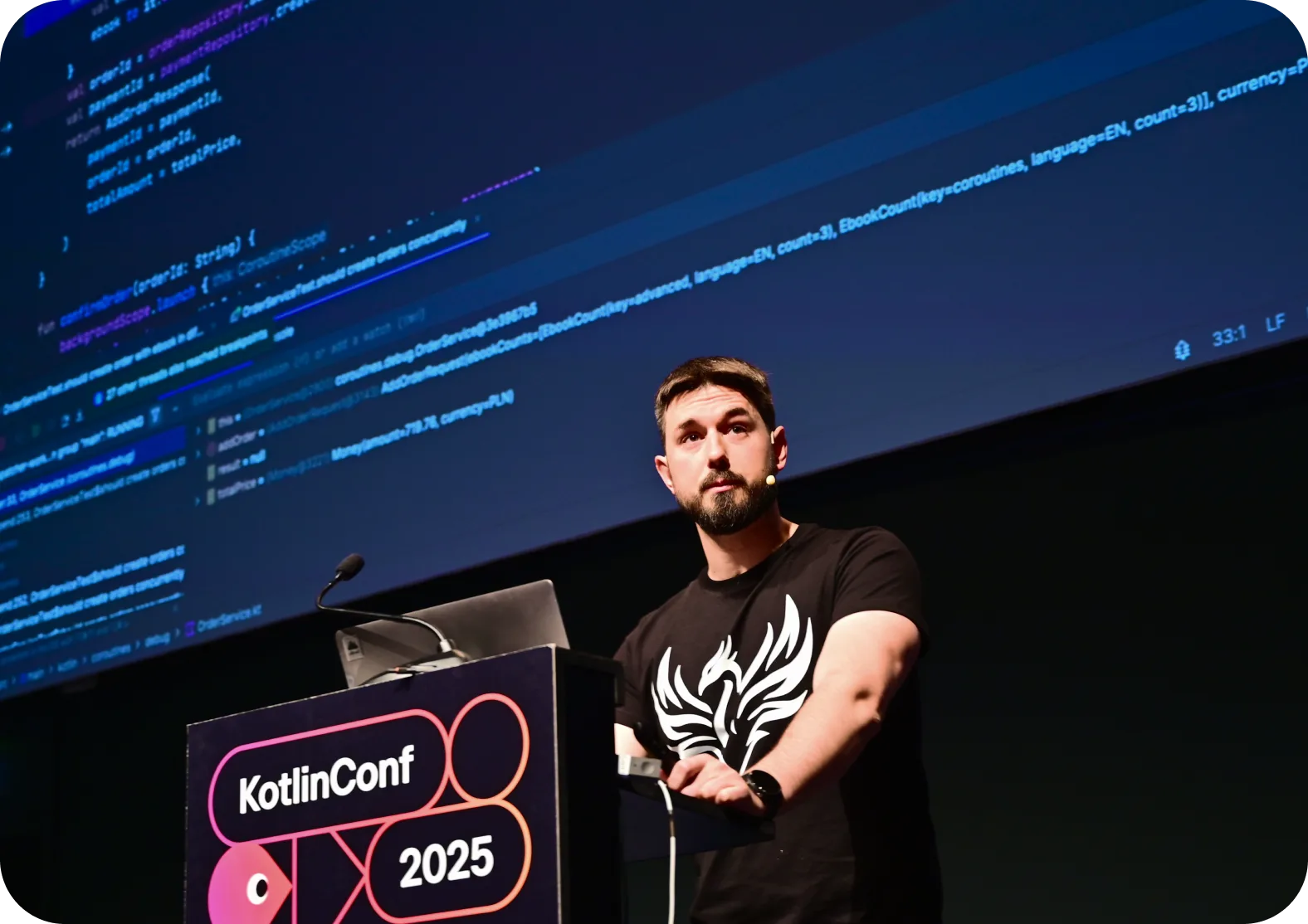 Marcin Moskala przemawiający na KotlinConf 2025